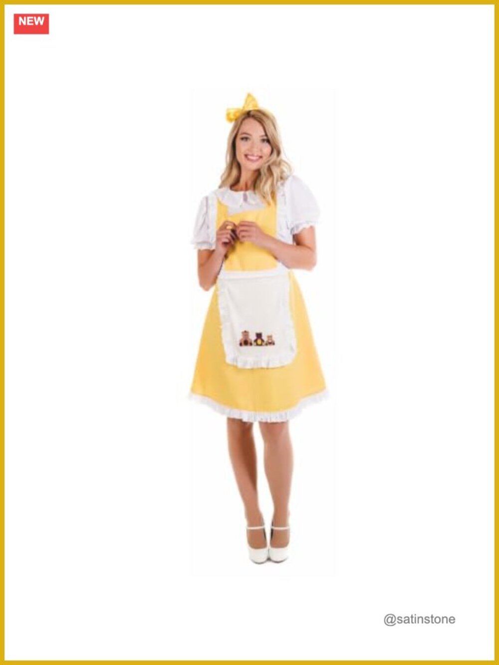 Goldilocks Costume Women Book Character Dress Pinafore Headband Halloween